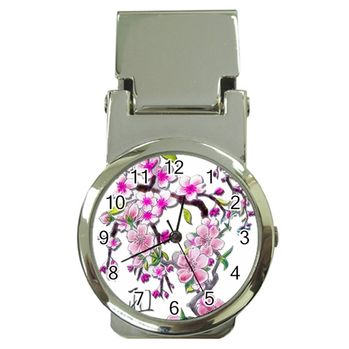 Cherry Bloom Spring Money Clip with Watch