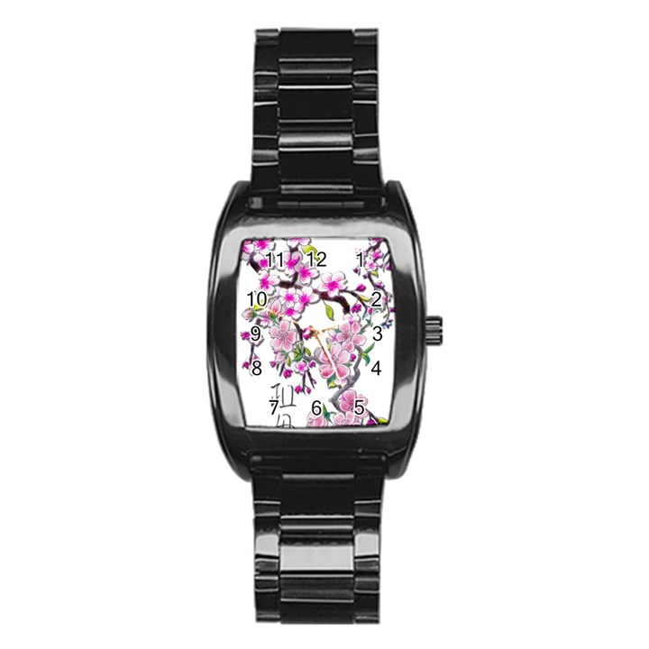 Cherry Bloom Spring Stainless Steel Barrel Watch