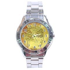 Brain Map Stainless Steel Watch