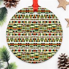 Aztec Grunge Pattern Round Ornament