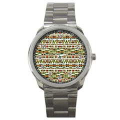 Aztec Grunge Pattern Sport Metal Watch by dflcprints