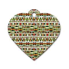 Aztec Grunge Pattern Dog Tag Heart (two Sided)