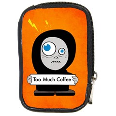 Orange Funny Too Much Coffee Compact Camera Leather Case