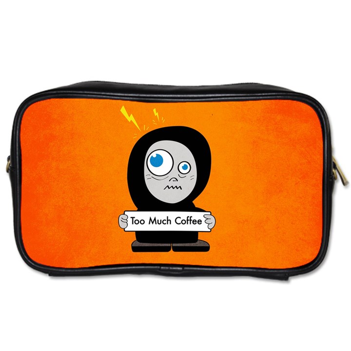 Orange Funny Too Much Coffee Travel Toiletry Bag (One Side)