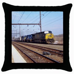 The Circus Train Black Throw Pillow Case by railroadartandhistory