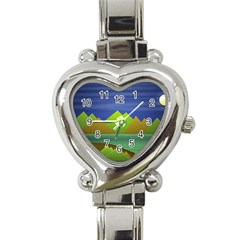 Landscape  Illustration Heart Italian Charm Watch  by dflcprints