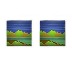 Landscape  Illustration Cufflinks (Square)