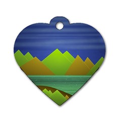 Landscape  Illustration Dog Tag Heart (One Sided) 