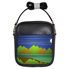 Landscape  Illustration Girl s Sling Bag