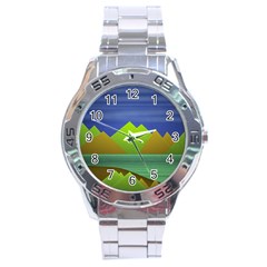 Landscape  Illustration Stainless Steel Watch