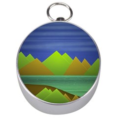 Landscape  Illustration Silver Compass by dflcprints