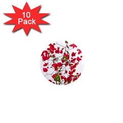 Red Petals 1  Mini Button Magnet (10 Pack)