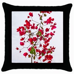 Red Petals Black Throw Pillow Case