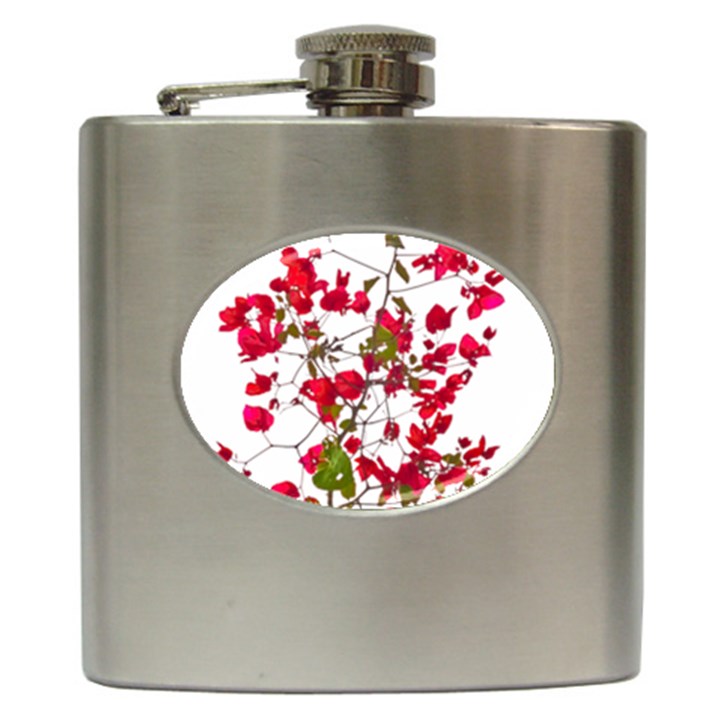 Red Petals Hip Flask