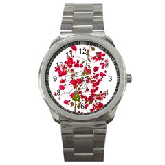 Red Petals Sport Metal Watch by dflcprints