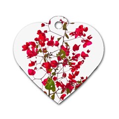 Red Petals Dog Tag Heart (one Sided) 