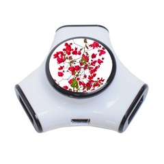 Red Petals 3 Port Usb Hub by dflcprints