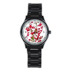 Red Petals Sport Metal Watch (black) by dflcprints