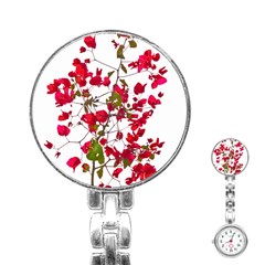 Red Petals Stainless Steel Nurses Watch