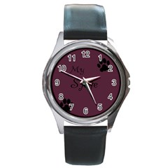 Poster From Postermywall Round Leather Watch (silver Rim)