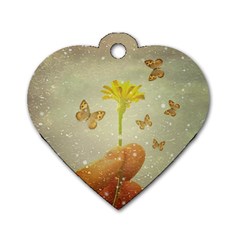 Butterflies Charmer Dog Tag Heart (one Sided)  by dflcprints