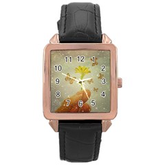 Butterflies Charmer Rose Gold Leather Watch  by dflcprints