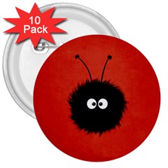 Red Cute Dazzled Bug 3  Button (10 Pack)