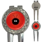 Red Cute Dazzled Bug Golf Pitchfork & Ball Marker Front