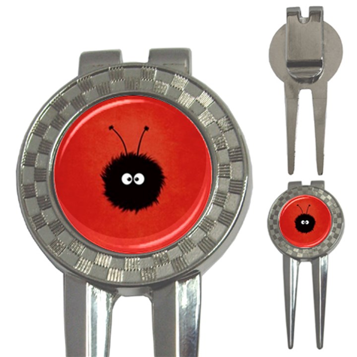 Red Cute Dazzled Bug Golf Pitchfork & Ball Marker