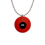 Red Cute Dazzled Bug Button Necklace Front