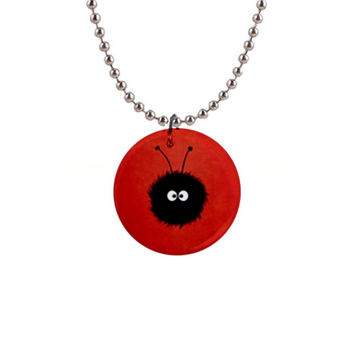 Red Cute Dazzled Bug Button Necklace