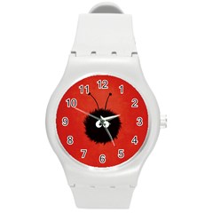 Red Cute Dazzled Bug Plastic Sport Watch (medium)