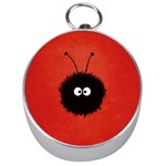 Red Cute Dazzled Bug Silver Compass Front