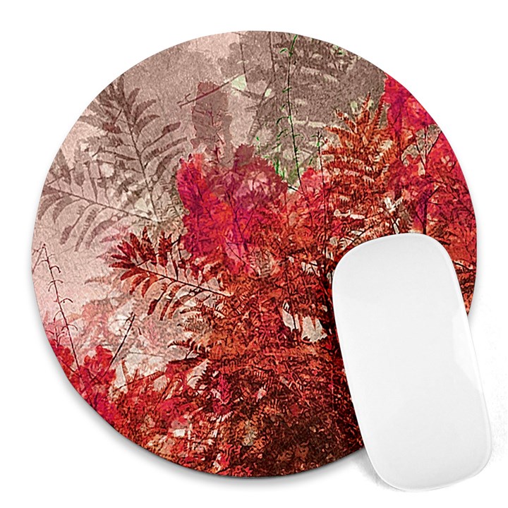 Decorative Flowers Collage 8  Mouse Pad (Round)