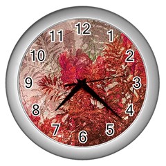 Decorative Flowers Collage Wall Clock (silver)