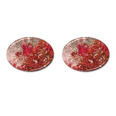 Decorative Flowers Collage Cufflinks (oval)