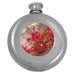 Decorative Flowers Collage Hip Flask (round) by dflcprints