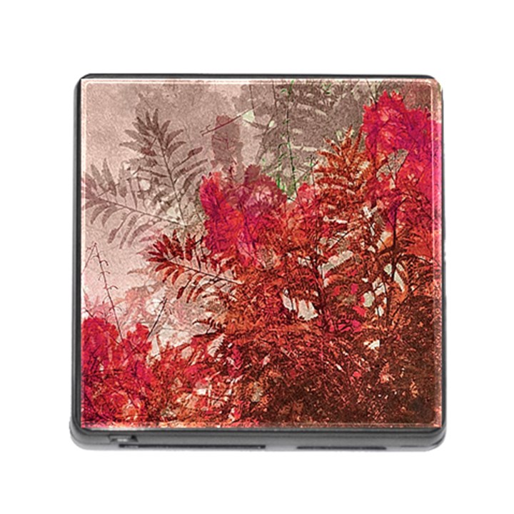 Decorative Flowers Collage Memory Card Reader with Storage (Square)