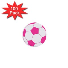 Soccer Ball Pink 1  Mini Button (100 Pack) by Designsbyalex