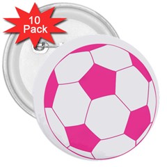 Soccer Ball Pink 3  Button (10 Pack) by Designsbyalex