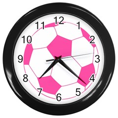 Soccer Ball Pink Wall Clock (black)