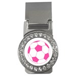 Soccer Ball Pink Money Clip (CZ) Front