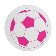 Soccer Ball Pink Round Ornament (two Sides)