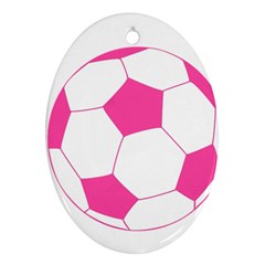 Soccer Ball Pink Oval Ornament (two Sides) by Designsbyalex