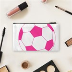 Soccer Ball Pink Cosmetic Bag (Small) Back