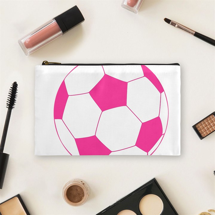 Soccer Ball Pink Cosmetic Bag (Medium)