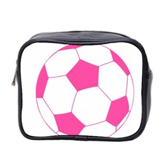 Soccer Ball Pink Mini Travel Toiletry Bag (two Sides)