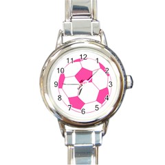 Soccer Ball Pink Round Italian Charm Watch