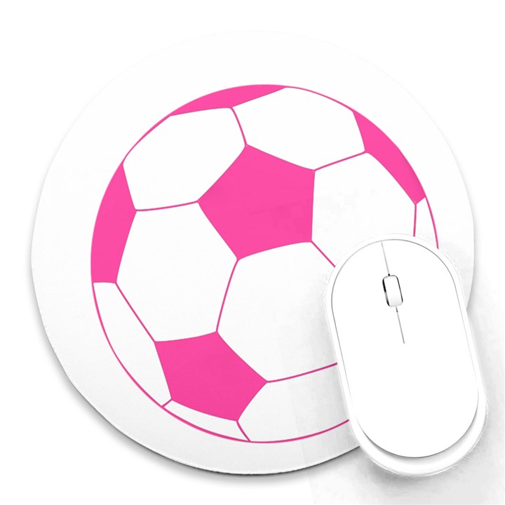 Soccer Ball Pink 8  Mouse Pad (Round)