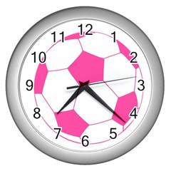 Soccer Ball Pink Wall Clock (silver)